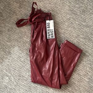 Maroon Leather Pants NWT